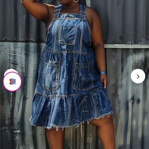 COPY - Plus Size Denim Overall Dress